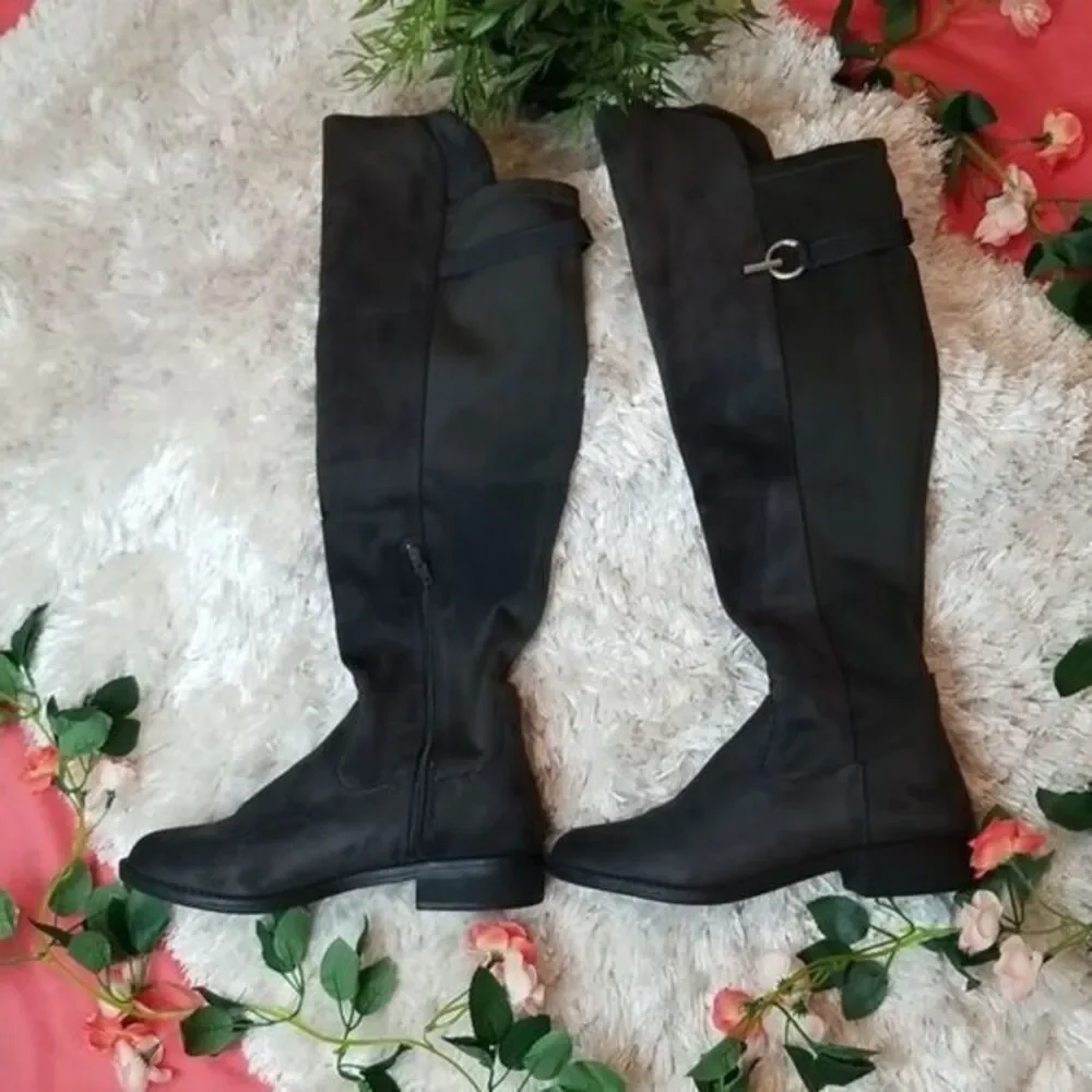 Rebel by‎ Zigi Women's Round Toe Knee High Fashion Dark Grey Size 8.5